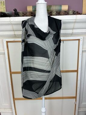 Ronen Chen Sculptural Origami Sleeveless Wrap & Draped Blouse